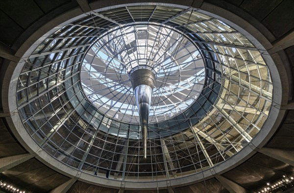 The glass roof of the Reichstag dome in the plenary hall