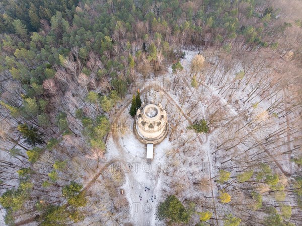 Aerial view of the Bismarck Tower on the Jena Forest