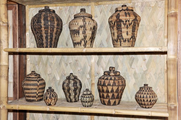 Souvenir handmade baskets container from palm leaves