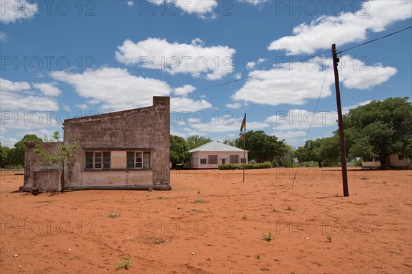 Centre of Saute with administration building and flag