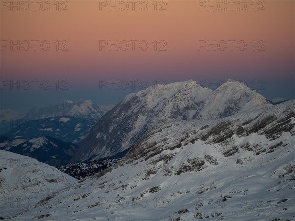 Evening light at sunset over the Grimming