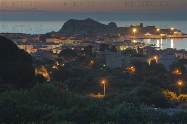View of Ile-Rousse at sunset