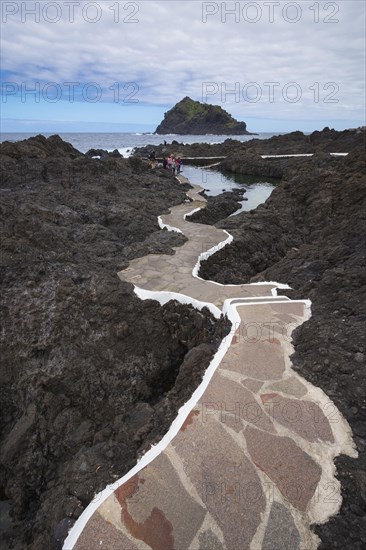 Path to natural swimming pool