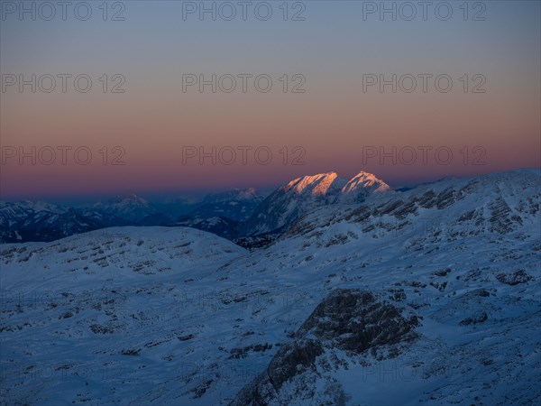 Evening light at sunset over the Grimming