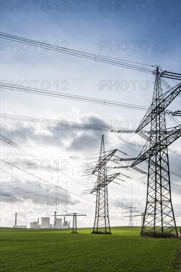 Power station and electricity pylons