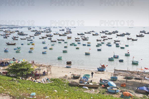 Port of Mui Ne with many boats