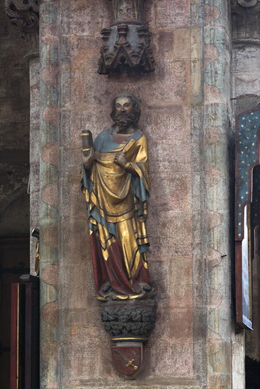 Coloured sculpture of the Apostle Bartholomew with the Drudge knife