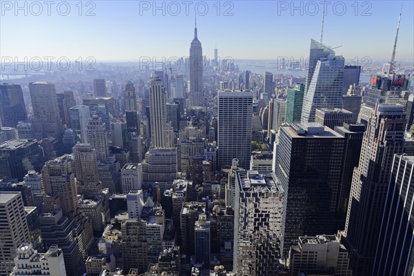 View of Downtown Manhattan and Empire State Building from Rockefeller Center