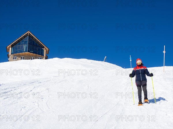 Snowshoe hiker on the Krippenstein