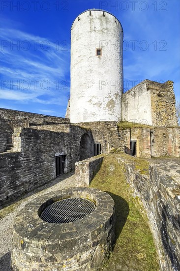 Former well in the former courtyard of Reifferscheid Castle in the Eifel