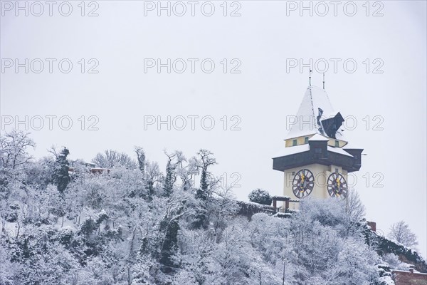 The famous clock tower on Schlossberg hill