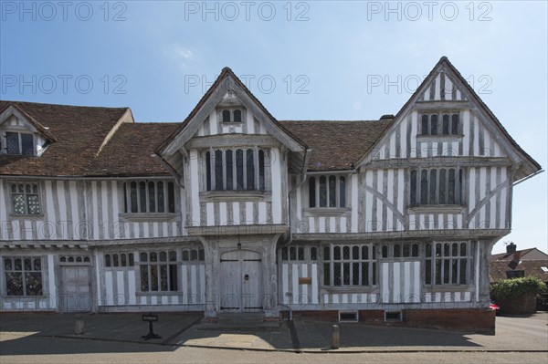 Houses in Lavenham in typical half-timbered architecture