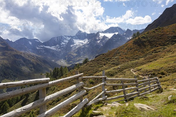 Hiking trail with pasture fence