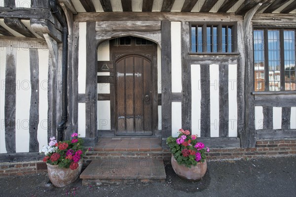Houses in Lavenham in typical half-timbered architecture