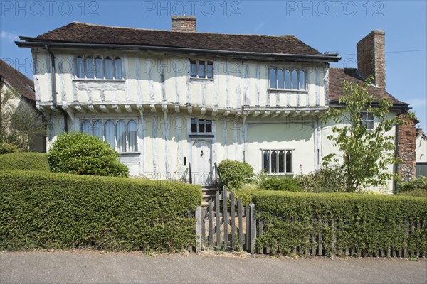 Houses in Lavenham in typical half-timbered architecture