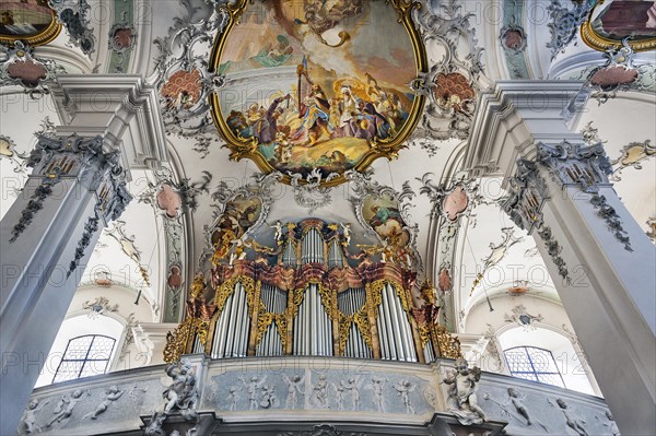 Organ gallery and ceiling frescoes