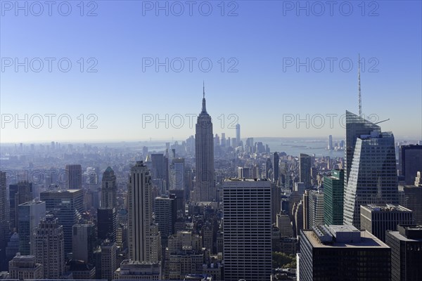 View of Downtown Manhattan and Empire State Building from Rockefeller Center