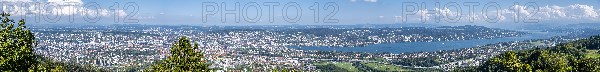 View of the old town of Zurich and Lake Zurich from the Uetliberg