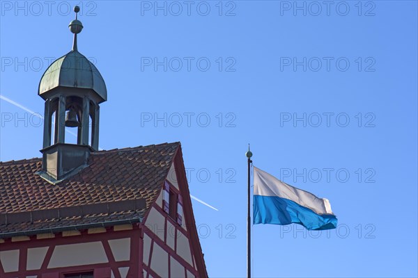 Waving Bavarian state flag at the Kaiserkapelle