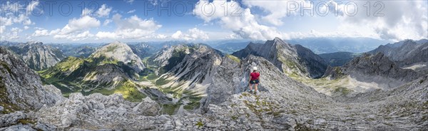Hiker enjoying mountain panorama