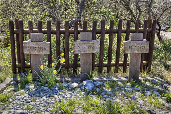 Crosses for three nameless people washed up on Helgoland