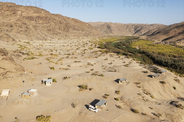 The Elephant Song campsite at the edge of a swampy stretch of the Hoanib river