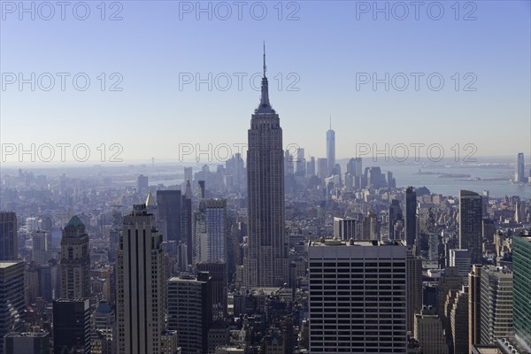 View of Downtown Manhattan and Empire State Building from Rockefeller Center