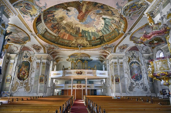 Organ gallery and ceiling frescoes