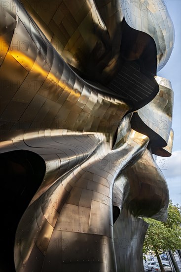 Corrugated coloured exterior facade of the Museum of Pop Culture