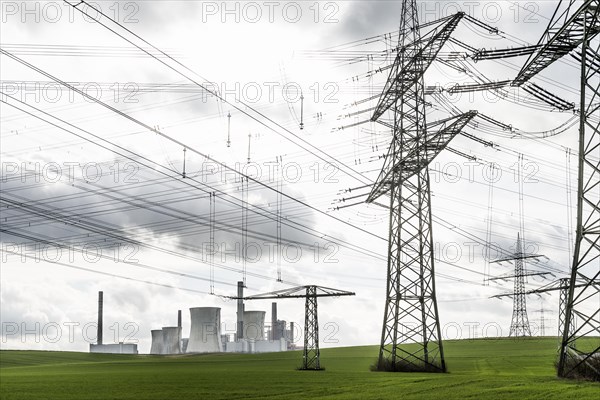 Power station and electricity pylons