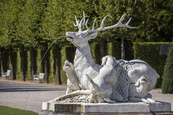 Gargoyle deer figure in the palace garden at Schwetzingen Palace
