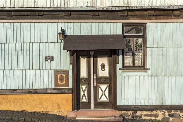 Historic schoolhouse with wooden facade