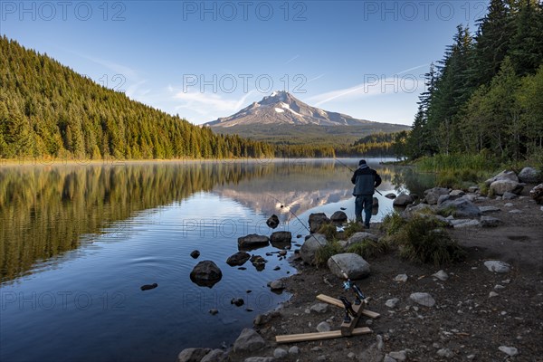 Anglers on the lake shore