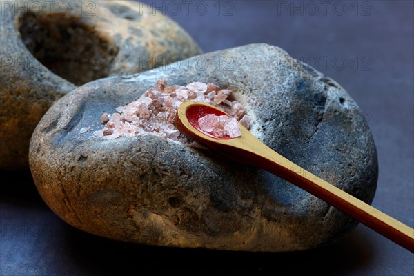 Salt on stone with spoon