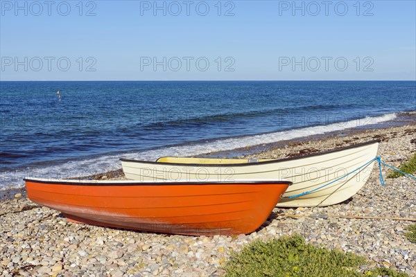 Pebble Beach with rowing boats