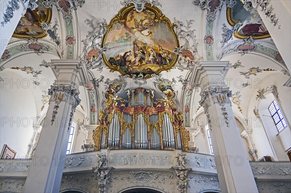 Organ gallery and ceiling frescoes