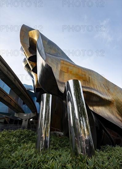 Corrugated coloured exterior facade of the Museum of Pop Culture