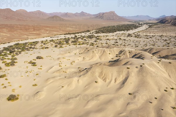 The dry bed of the Hoarusib river and adjoining badlands