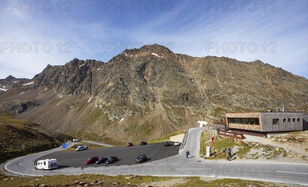 Pass summit of the Timmelsjoch High Alpine Road