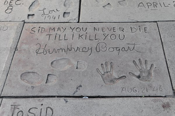 Handprints and footprints of HUMPHREY BOGART