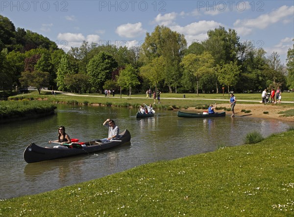 Canoeist Franconian Saale spa area Bad Kissingen