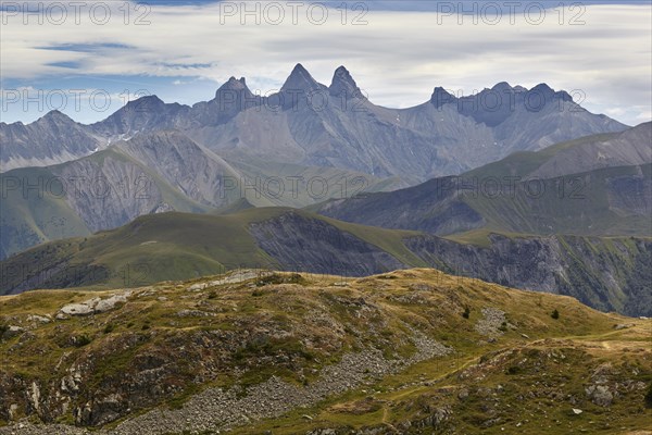 View from Col de la Croix de Fer to Aiguille Centrale d'Arves