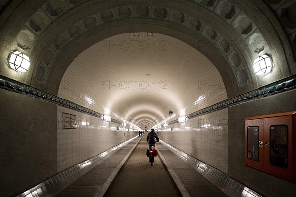 Cyclist in the tunnel tube