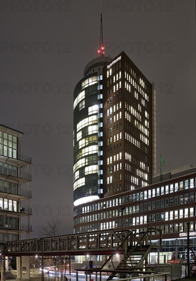 HafenCity with the Columbus House at night