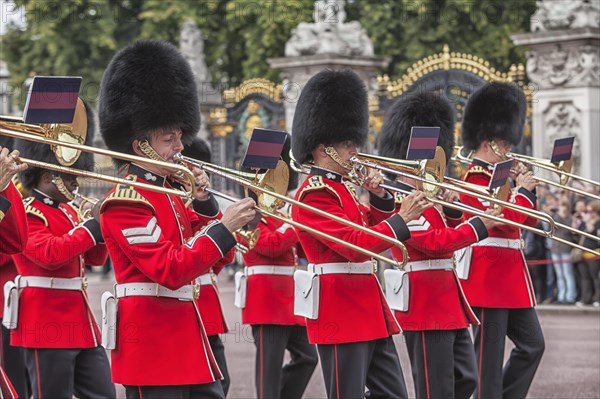 Coldstream guards band playing at changing of the guard