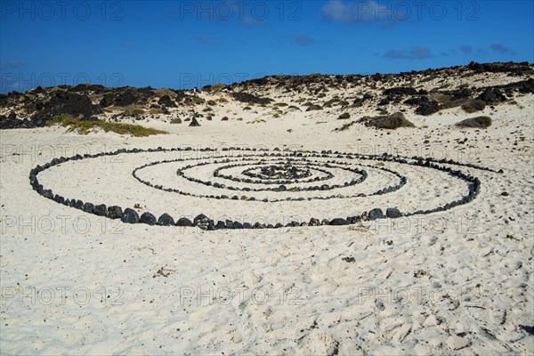 Stone circle on Caleta del Mojon Blanco beach