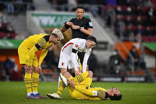 Foul by Ruben Vargas FC Augsburg FCA on Mats Hummels Borussia Dortmund BVB