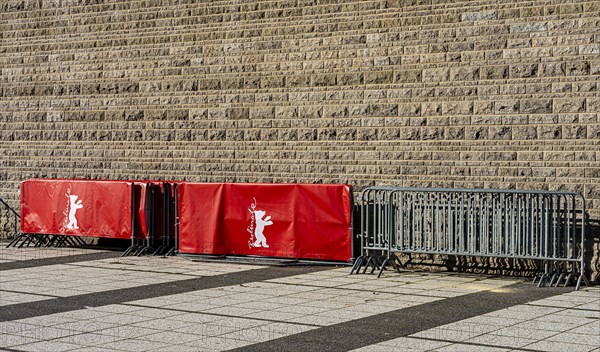 Barrier fence with red Berlinale logo