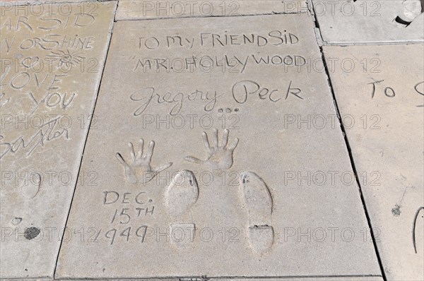 Handprints and footprints of GREGORY PECK