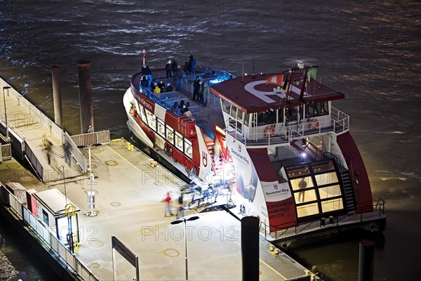 HVV harbour ferry line 62 MS Elbe Philharmonic Hall at Dockland at night